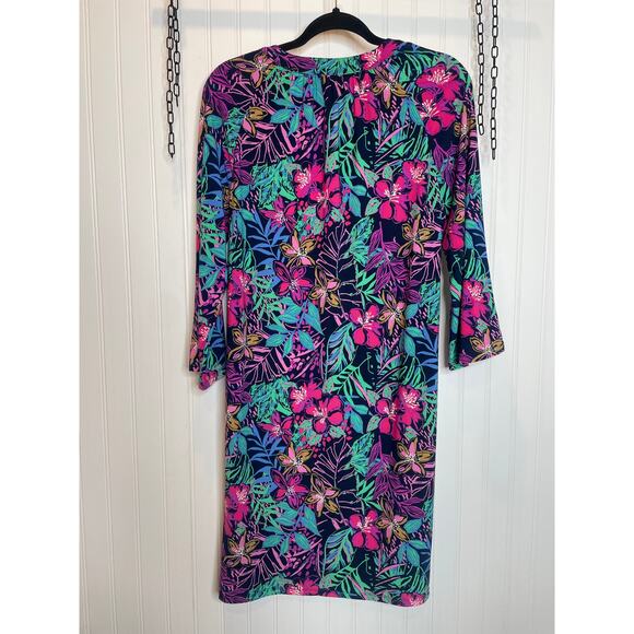 NWOT PAPPAGALLO Multicolored Floral Print Mini Shift Dress Long Sleeve Size S - Picture 2 of 8